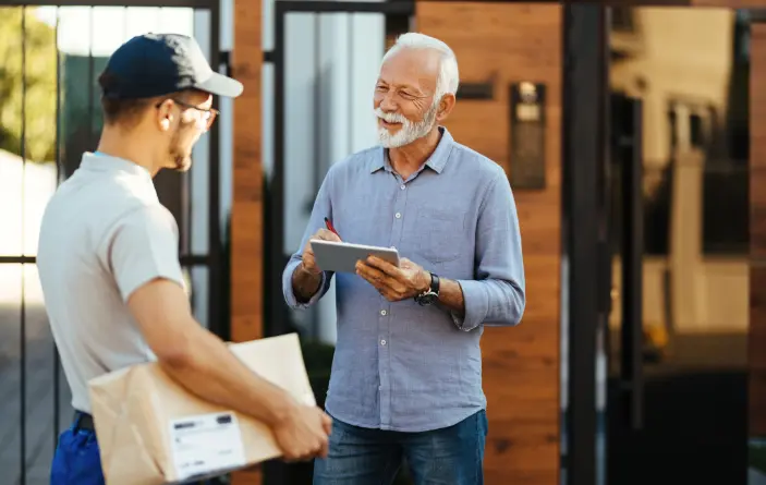 man receiving parcel