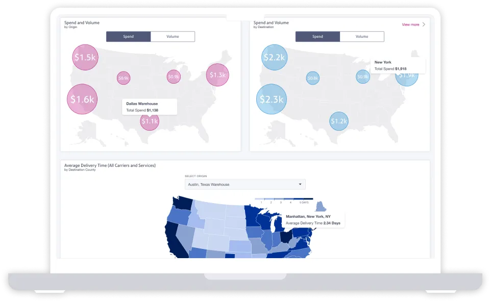 laptop with image of distribution centers